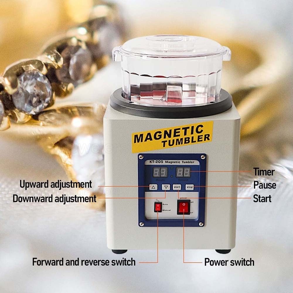 KT-205 Jewelry Magnetic Polishing Tumbler Digital Display Jewelry Polisher Finisher Finishing Machine